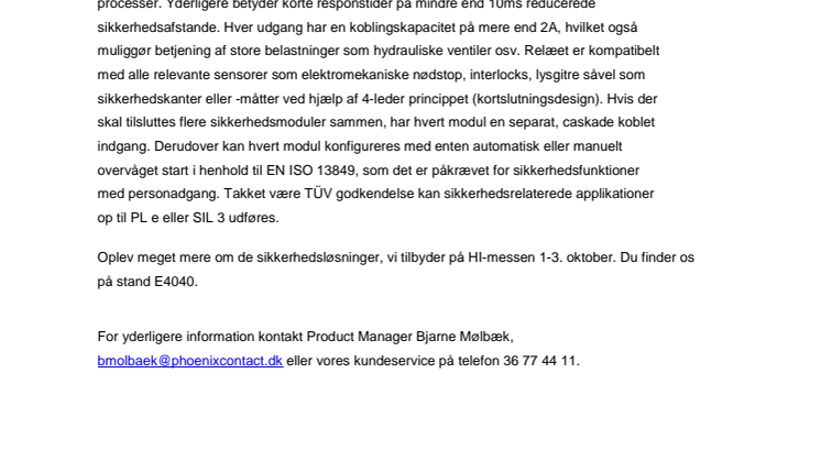​  Sikkerhedsrelæ med solid state udgang