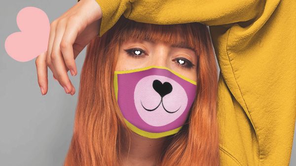 Maske mit rosa Bärenschnäutzchen entworfen von StrangeDesigns für Bärenherz