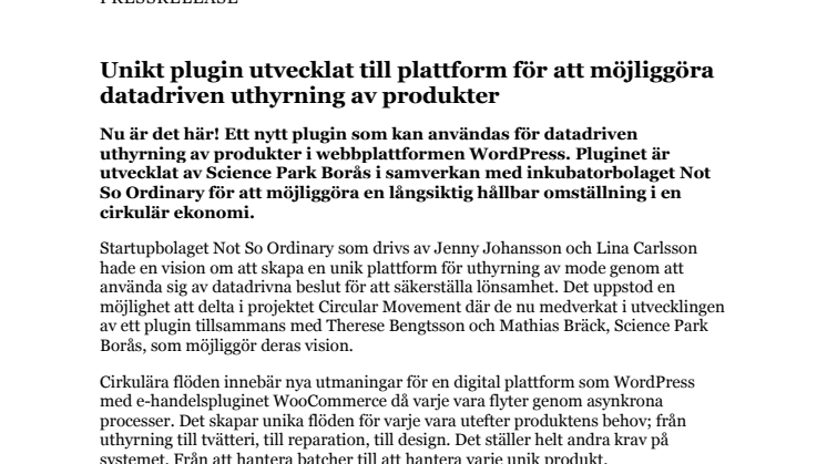 PM - Unikt plugin utvecklat till plattform för att möjliggöra datadriven uthyrning av produkter.pdf