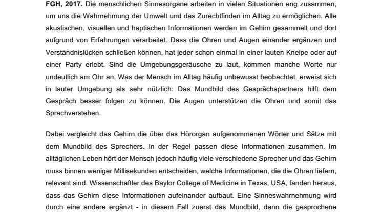 ​Besser hören und verstehen: die Augen hören mit – der McGurk Effekt
