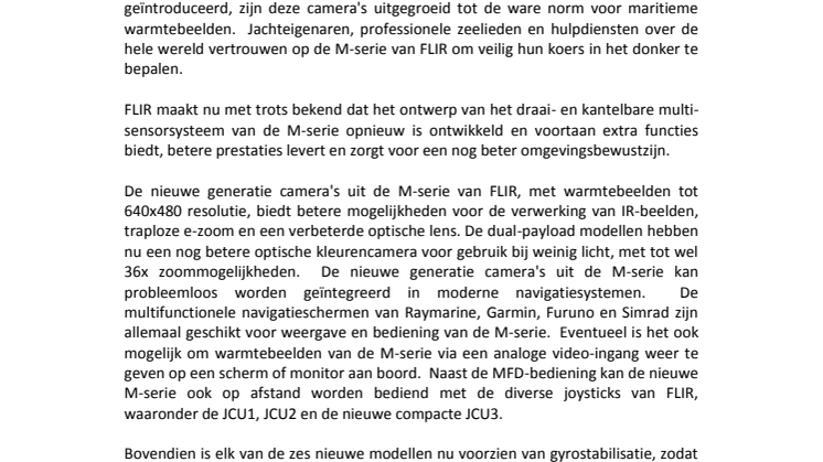 FLIR: Maak kennis met de M-serie: de nieuwste generatie hoogwaardige maritieme warmtebeeld-/nachtvisiecamera's
