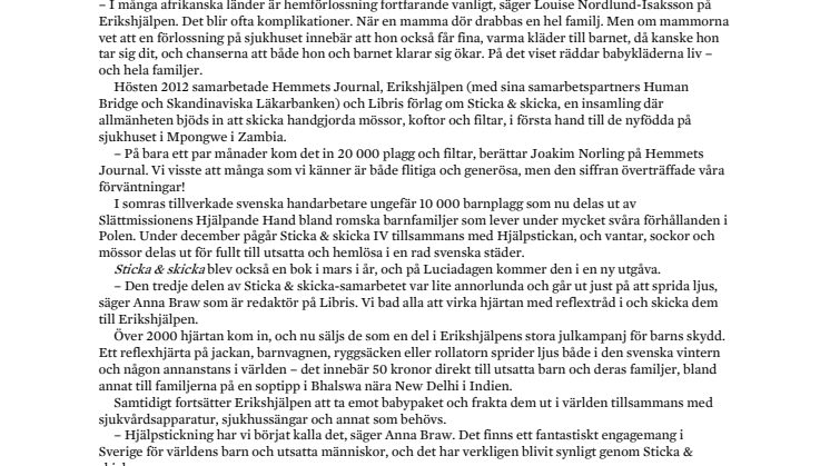 Sticka & skicka – 30 000 barnplagg och en bok i nyutgåva