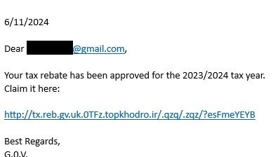 Tax rebate scam example