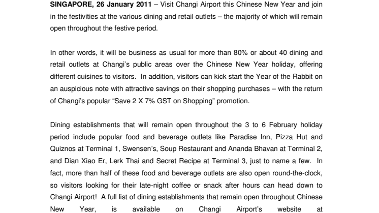 Changi Airport – a focal point for the Chinese New Year celebration!