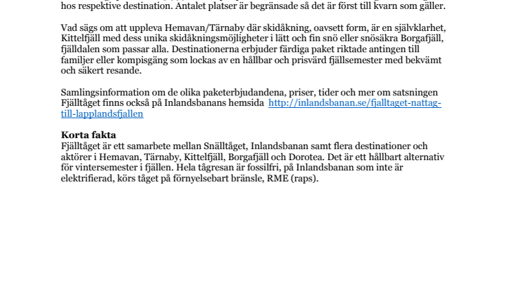 Fördelaktiga paketerbjudanden med Fjälltåget