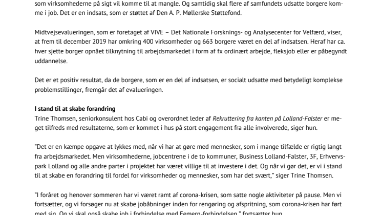Evaluering: Rekruttering fra kanten får udsatte borgere i job