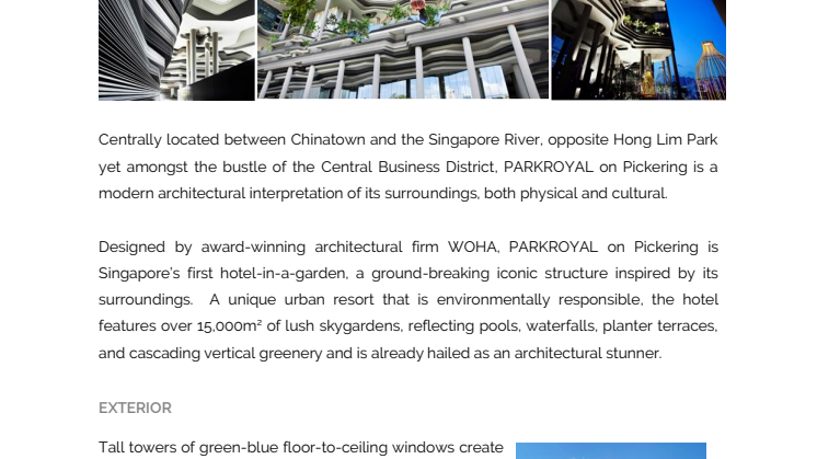PARKROYAL on Pickering, Singapore - Architecture and Design