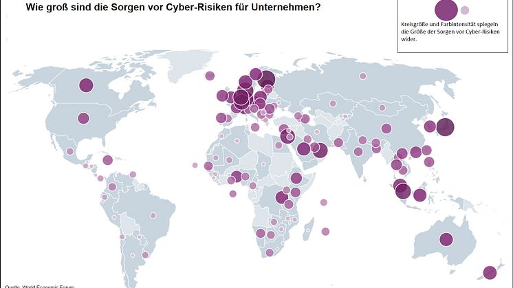 Die Sorge vor Cyber-Risiken für Unternehmen weltweit.