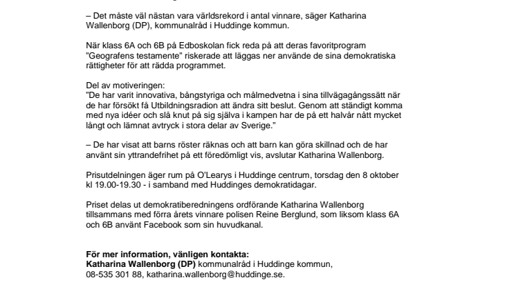 48 elever är vinnare av årets demokratipris