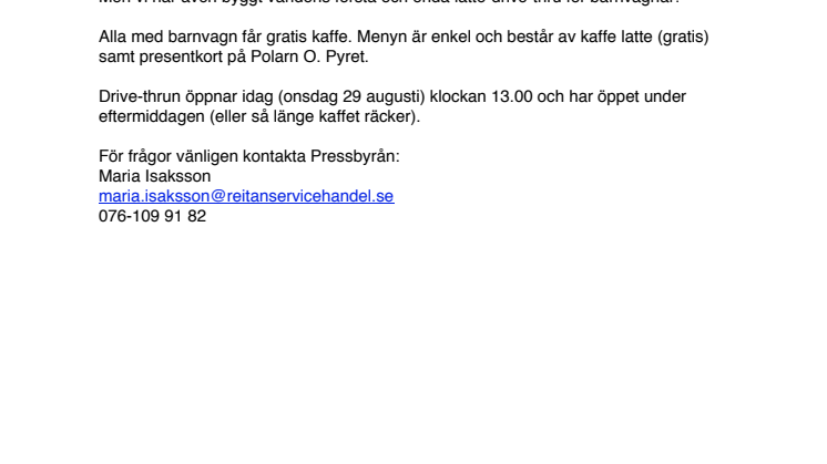 Pressbyrån och Polarn O. Pyret öppnar världens första barnvagns-drive-thru.