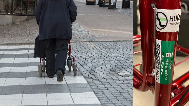 Från den 1 mars 2024 införs samma avgifter för hjälpmedel oavsett var i länet man bor. För hjälpmedel med grön id-märkning (till höger i bild) gäller en månadsavgift. För hjälpmedel utan id-märkning gäller en engångavgift.