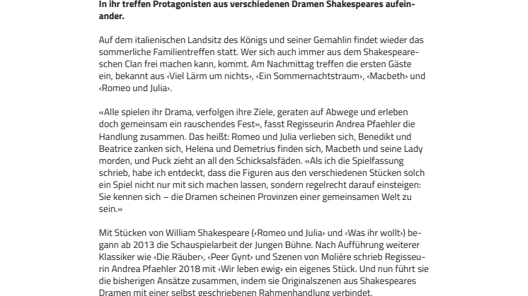 «Ein rauschendes Fest». ​Junge Bühne mit ‹Shakespeare’s Night› am Goetheanum