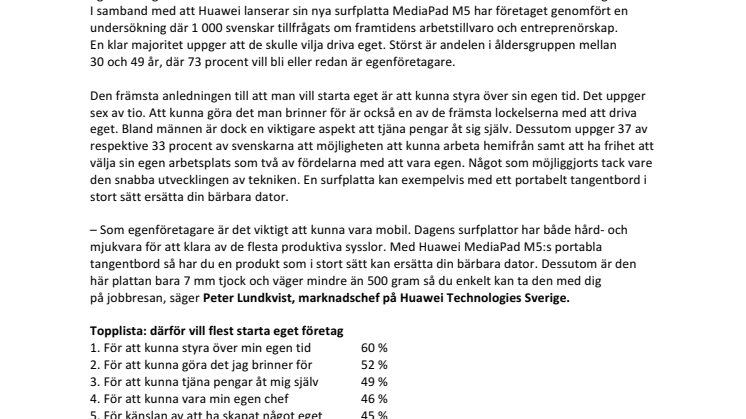 Pengar, passion och tid - därför drömmer svenskarna om att starta eget