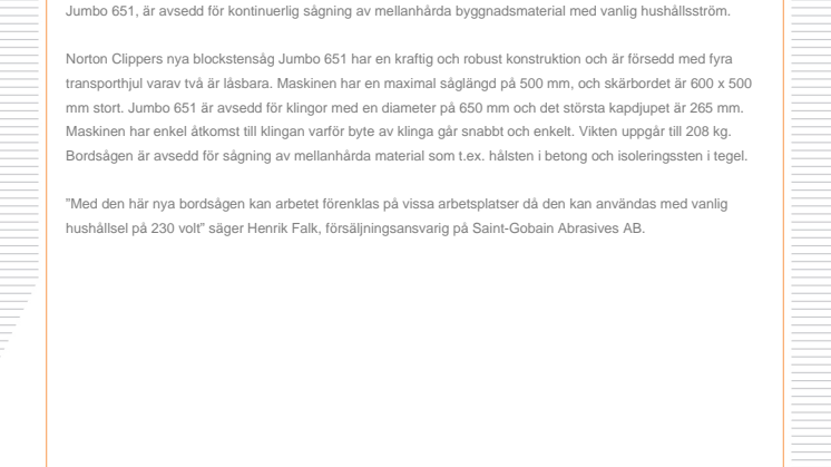 Ny elektrisk blockstensåg