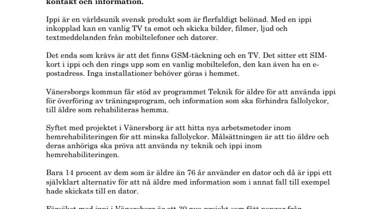 Ny svensk uppfinning testas av äldre i Vänersborg