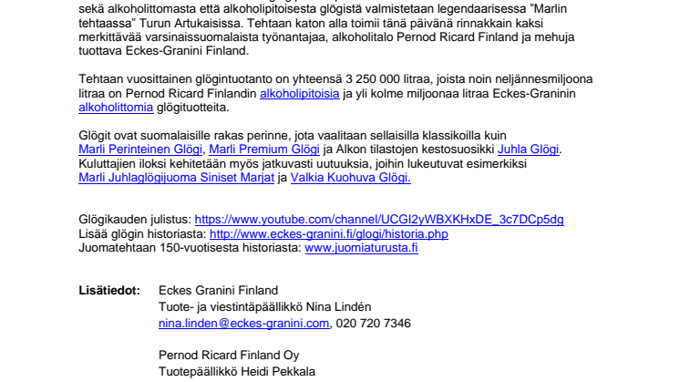 ​Suomen glögipääkaupunki Turku julistaa avatuksi glögikauden 2017