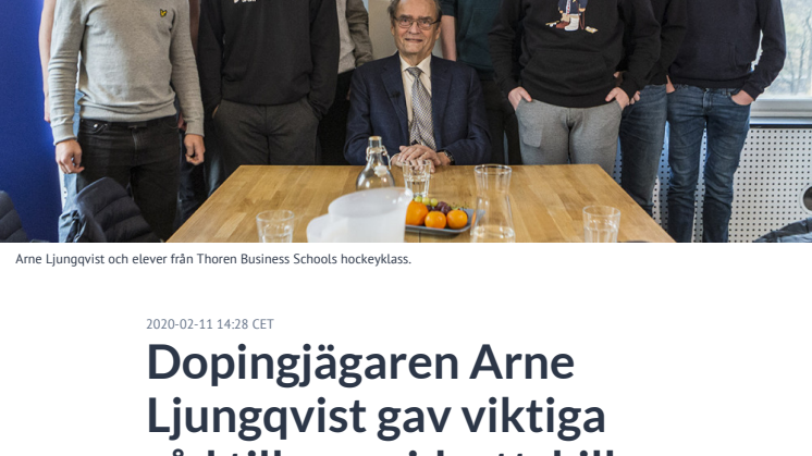 Dopingjägaren Arne Ljungqvist gav viktiga råd till unga idrottskillar