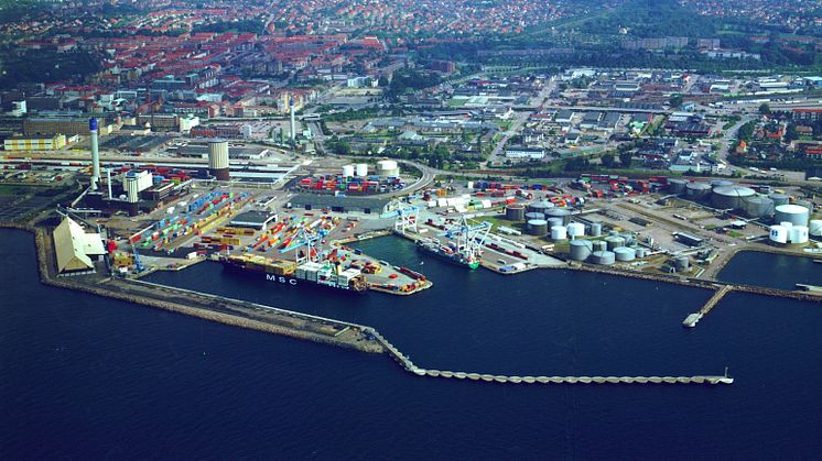 Flygbild Västhamnen i Helsingborg