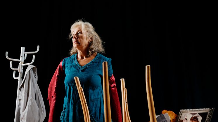 Marie Delleskog i Var är min man? som har premiär på Dagens Lunchteater 22 september och som kvällsföreställning den 8 oktober. Foto Ola Kjelby.e