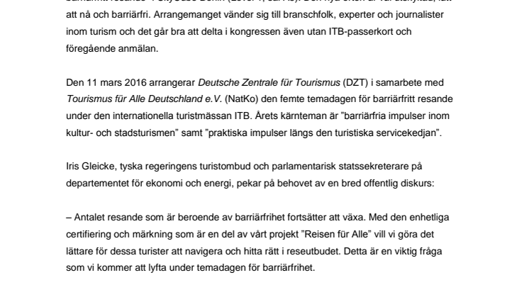 Temadag om barriärfritt resande i CityCube Berlin