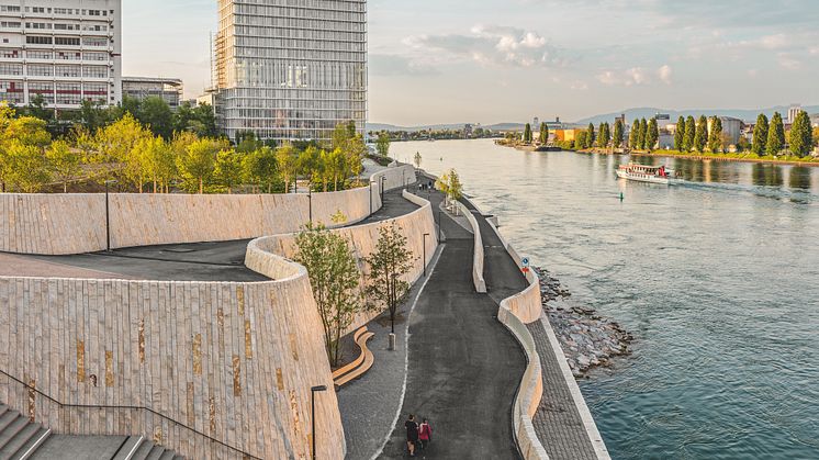 Basel Radweg: Der Elsässerrheinweg in Basel. 