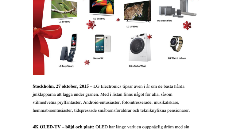 JULKLAPPSTIPS FRÅN LG – ÅRETS LISTA MED HÅRDA PAKET INNEHÅLLER NÅGOT FÖR ALLA 
