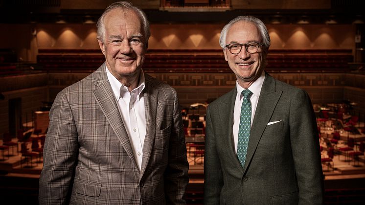 Stefan Persson, Chair of the Erling-Persson Foundation, and former CEO of H&M, and Stefan Forsberg, Executive and Artistic Director of the Stockholm Concert Hall Foundation and the Royal Stockholm Philharmonic Orchestra. Photo: Nadja Sjöström