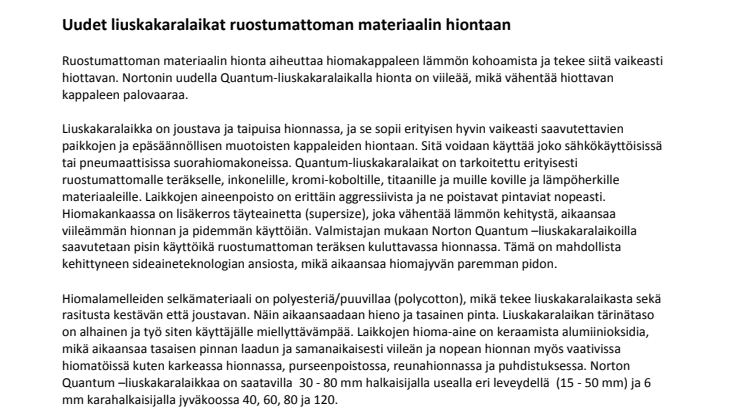 Uudet liuskakaralaikat ruostumattoman materiaalin hiontaan
