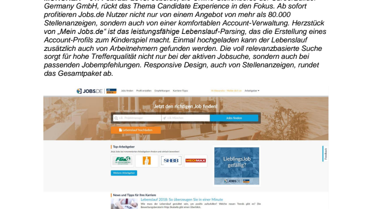 Jobs.de Re-Launch:  Mehr Service für Bewerber – mehr Bewerber für Unternehmen 