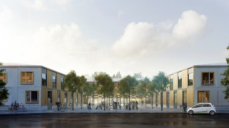 Illustration över Mälarparksskolan: Kjellgren Kaminsky Architecture AB 