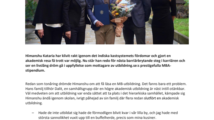 Himanshu Kataria blev årets MBA-stipendiat