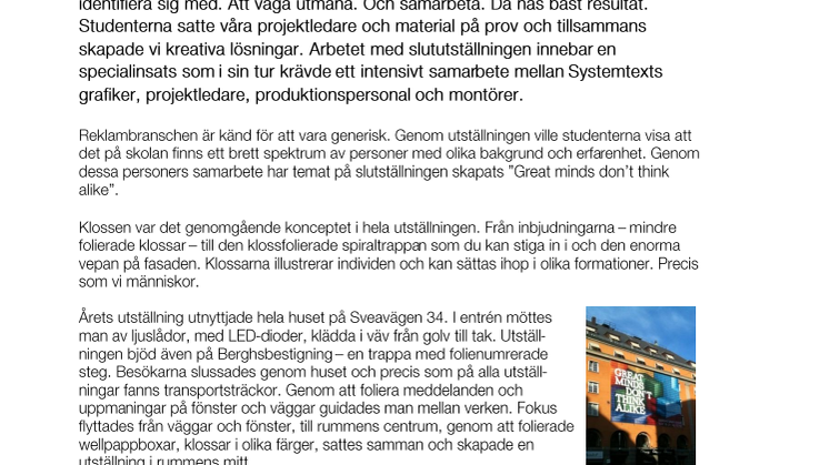Samarbete med Berghs School of Communications för tredje året i rad