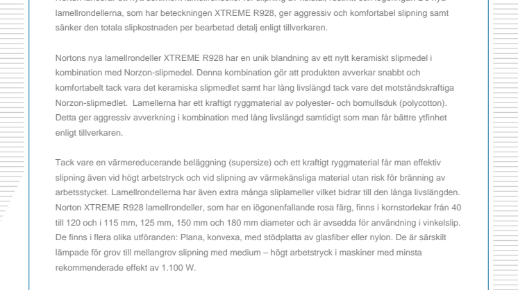 Nya lamellrondeller ger effektivare slipning