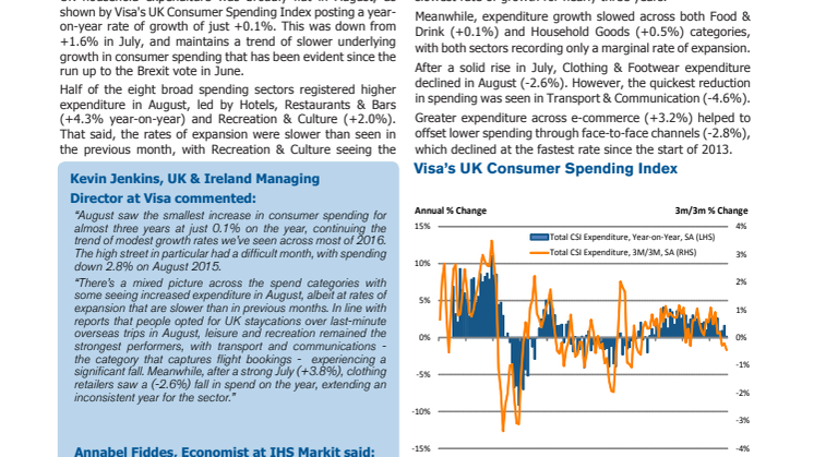 Household spending broadly flat in August