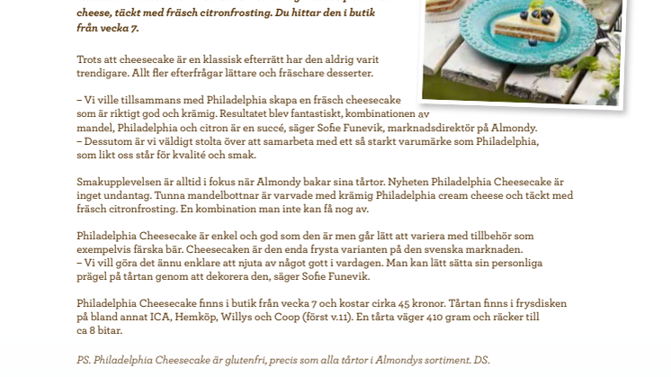 Äntligen! Cheesecake med fräsch citronsmak i frysdisken!