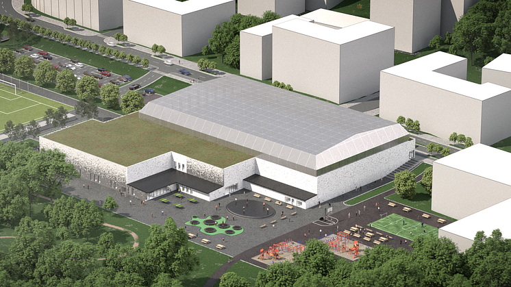 Utvecklingen av Vårbergs IP. Illustration: AIX Arkitekter. 