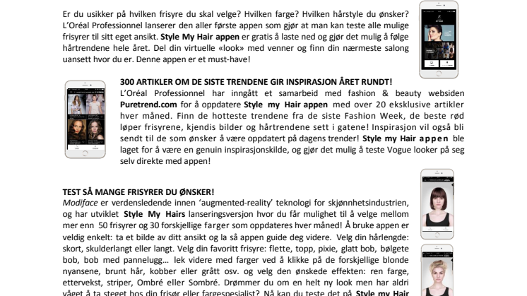 L'Oreal Professionnel lanserer appen STYLE MY HAIR!