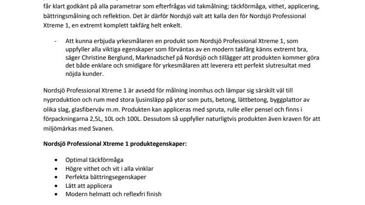 En ny xtremt bra takfärg från Nordsjö