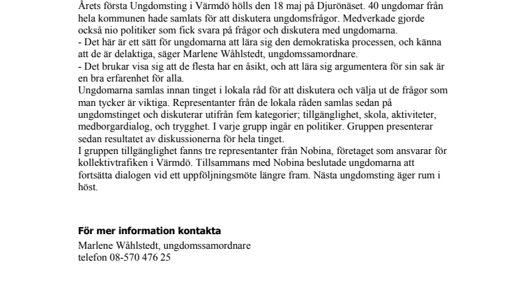 Ungdomsting i Värmdö