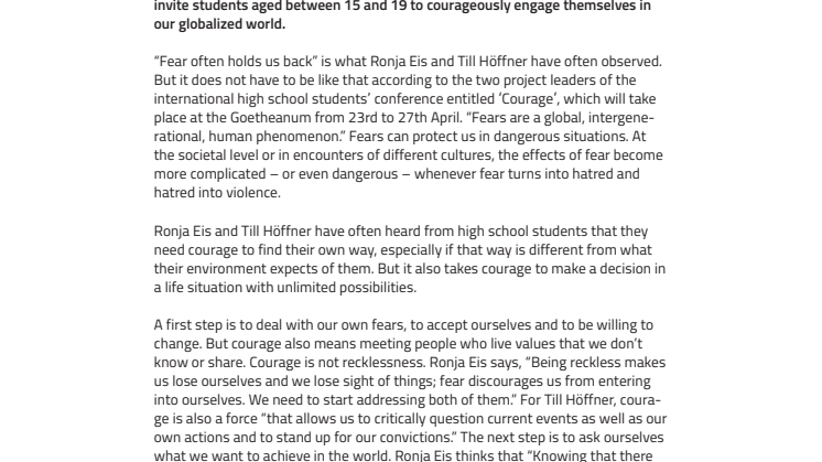 The courage to change yourself and society. ​Students' conference ‘Courage’