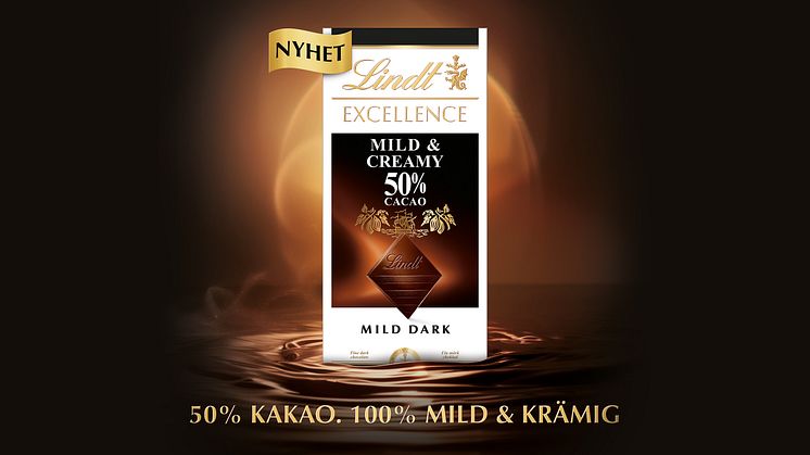 Lindt EXCELLENCE 50% Mild & Creamy - för dig som tycker att mörk choklad är för intensiv eller bitter i smaken.