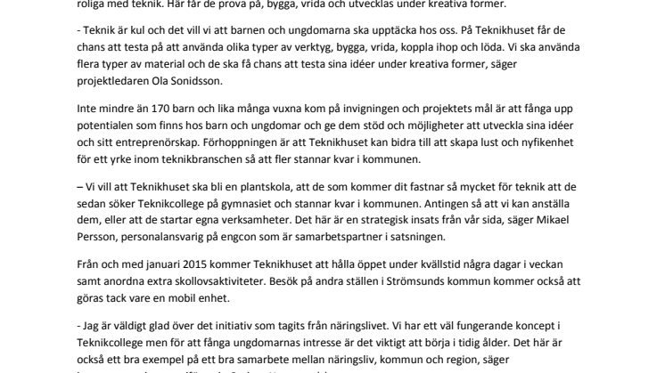 engcon sponsrar teknikprojekt för barn och ungdomar