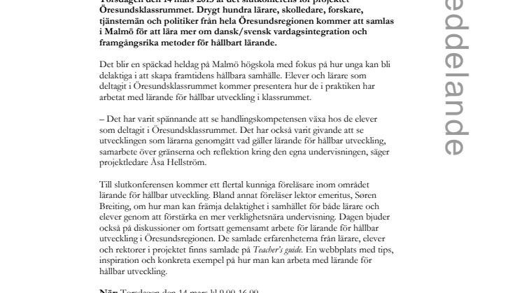 Slutkonferens för Öresundsklassrummet