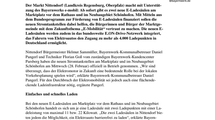 Markt Nittendorf setzt in Zukunft auf E-Mobilität