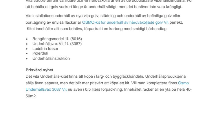 Underhåll för vita golv