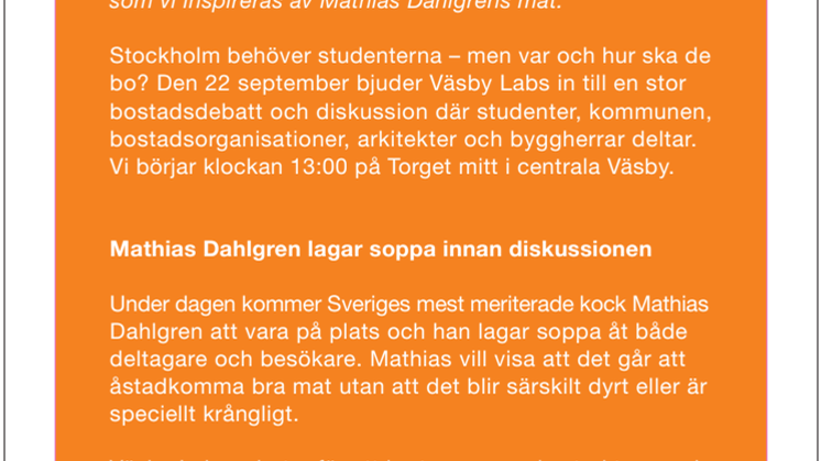 Mathias Dahlgren lagar soppa till 300 personer i Väsby