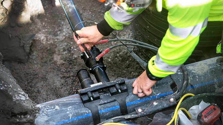 Arbete med vatten- och avloppsledningar. Foto: Terése Andersson