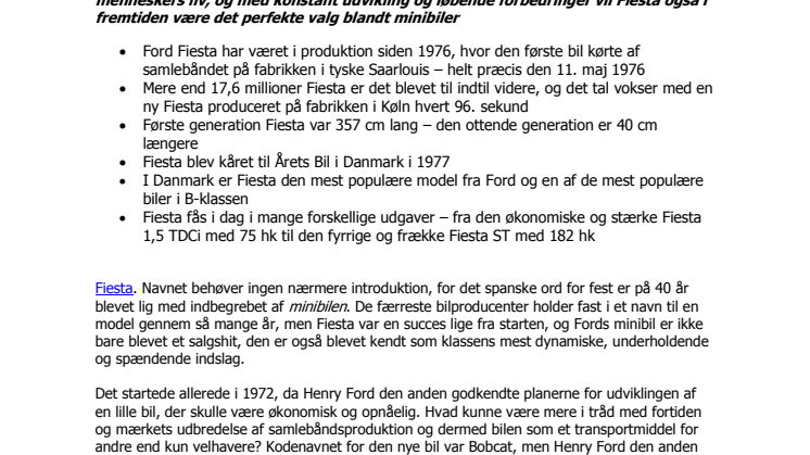 Ford Fiesta fylder 40 år