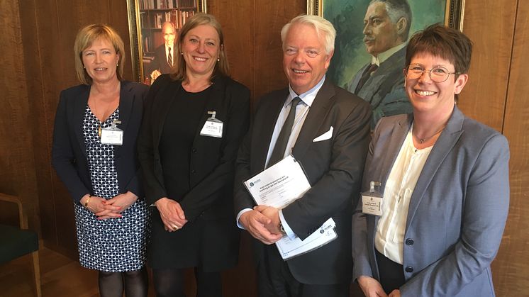 Från vänster: Maria Ryäng Försäljningsansvarig Stockholm Gas, Renée Josefsson VD Stockholm Gas, Anders Nordquist VD Arvid Nordquist HAB, Cecilia Hedqvist VD Gasnätet Stockholm AB