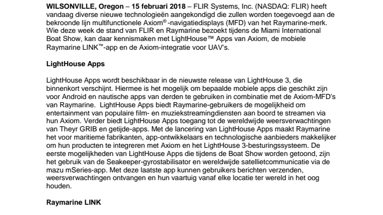 Raymarine: FLIR onthult divers Raymarine Axiom-innovaties tijdens de Miami Boat Show